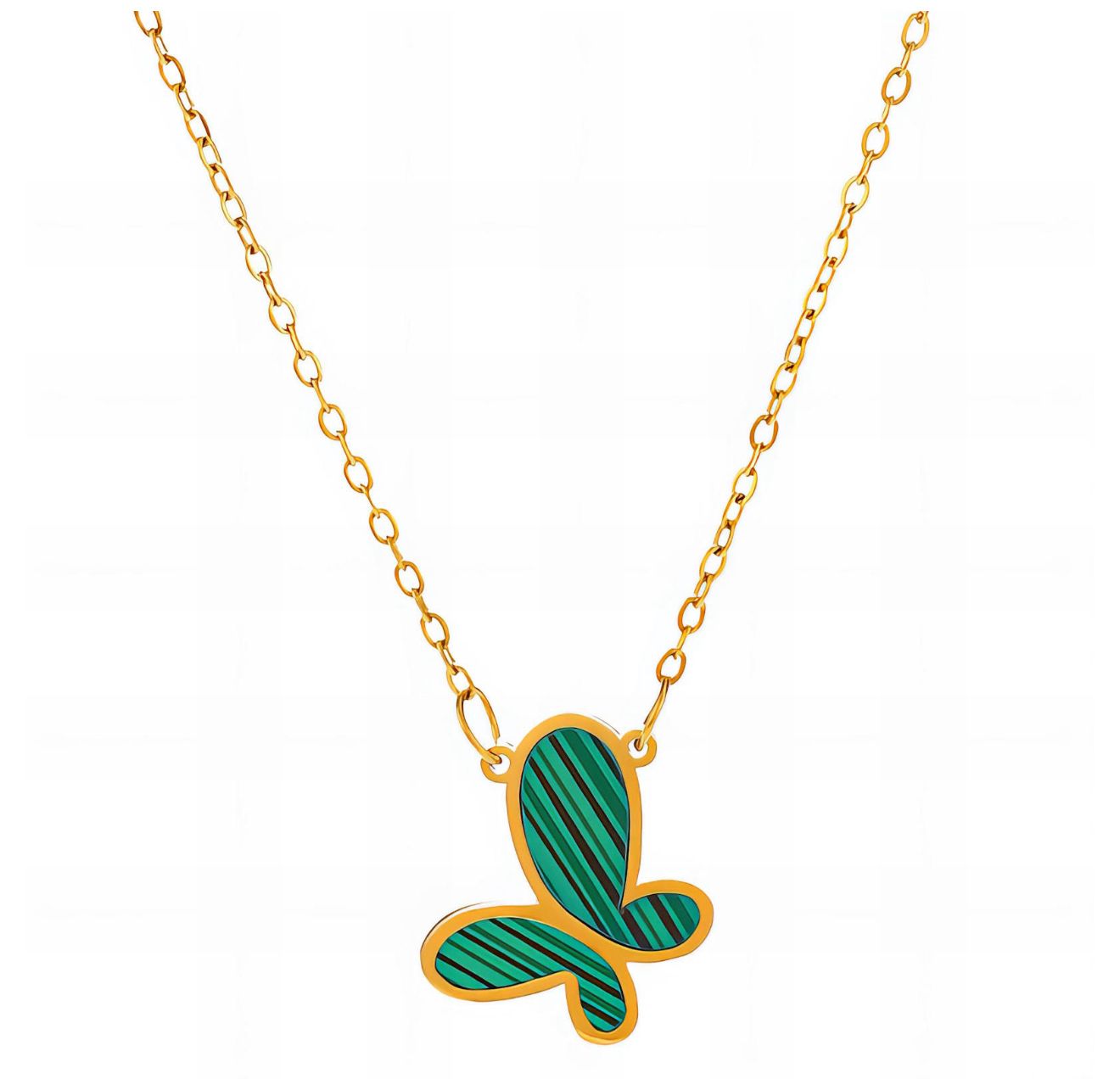 Butterfly” Necklace, Steel Plated with 18K Gold